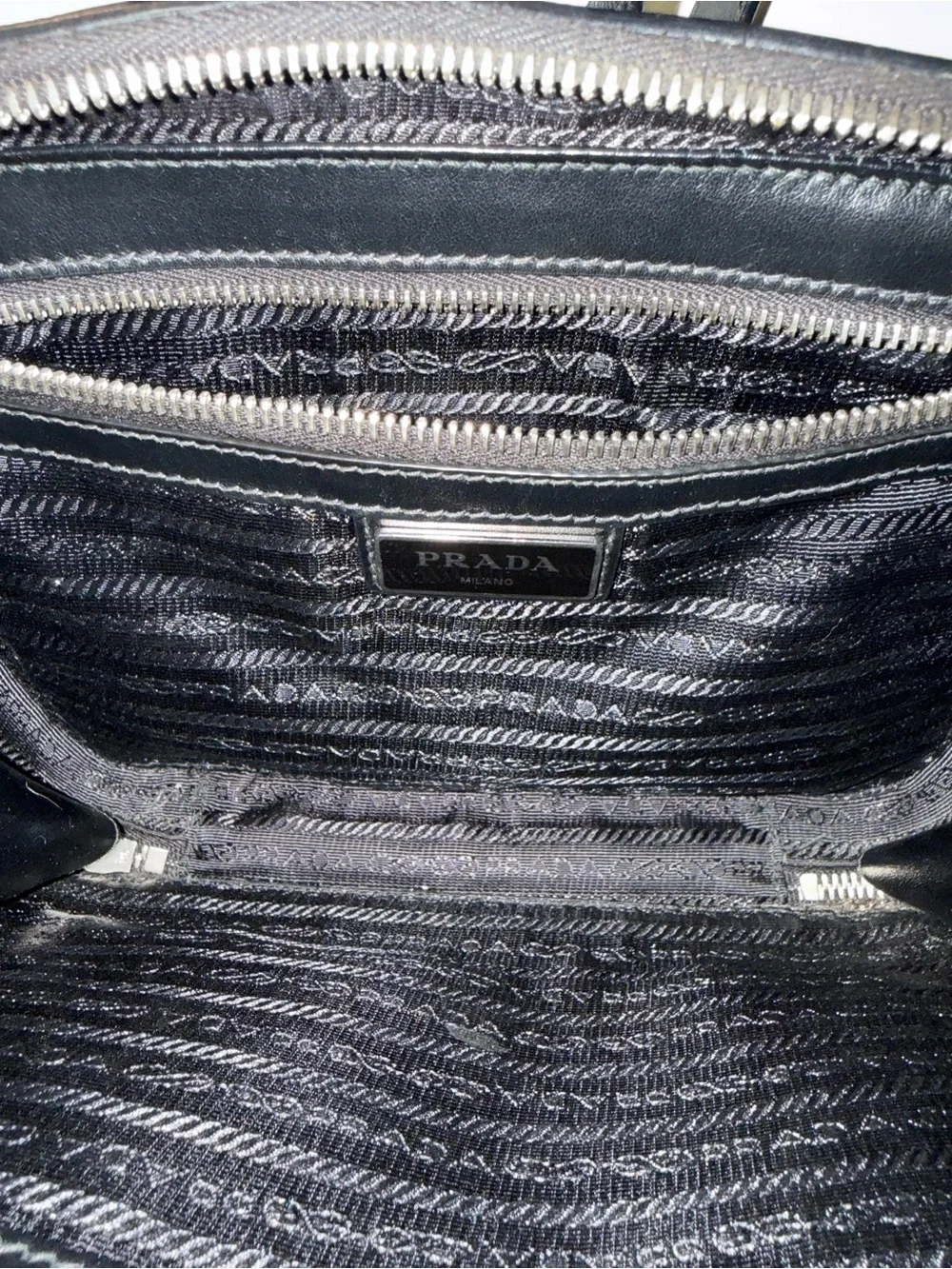 Prada Black Saffiano Cuir Leather Backpack